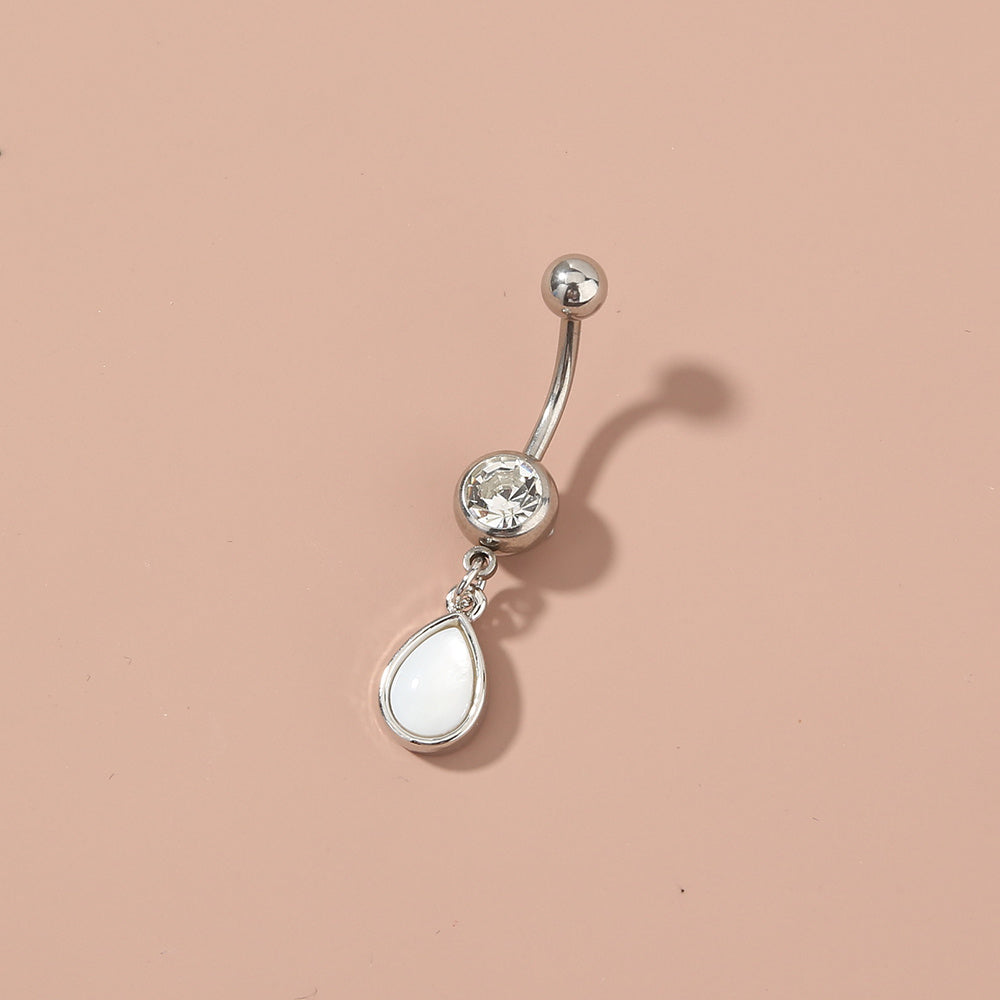 European and American foreign trade hot-selling jewelry stainless steel natural color belly button nail water drop natural shell piercing jewelry