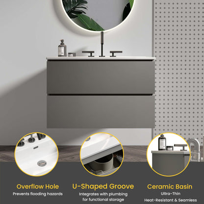 TIA 30" Wall Mount Space Grey Bathroom Vanity