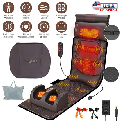 Full Body Massage Mat with Heat and Shiatsu Neck & Foot Massager