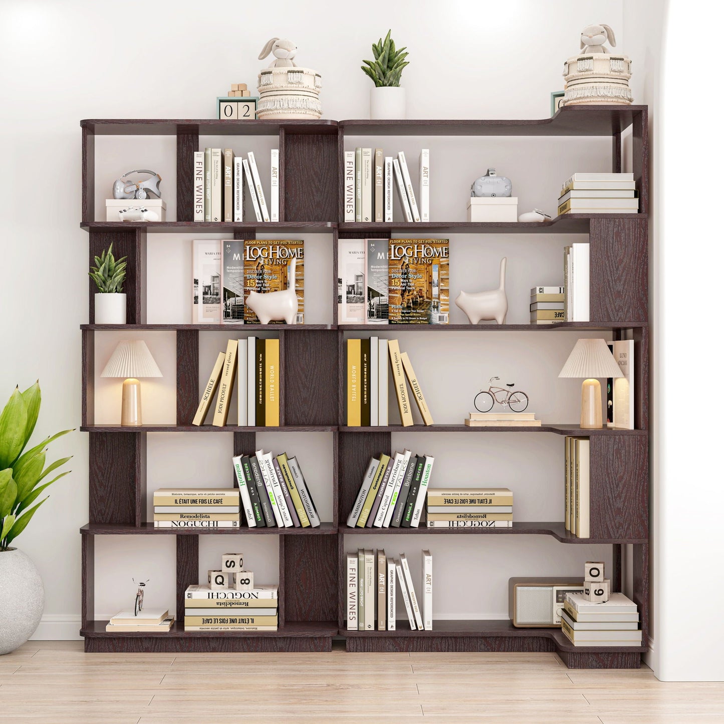 Ox Blood - Red 90Cm L-Shaped Freestanding Corner Bookshelf With Anti Tip Safety, Storage Cabinet For Living Room - Ox Blood Red