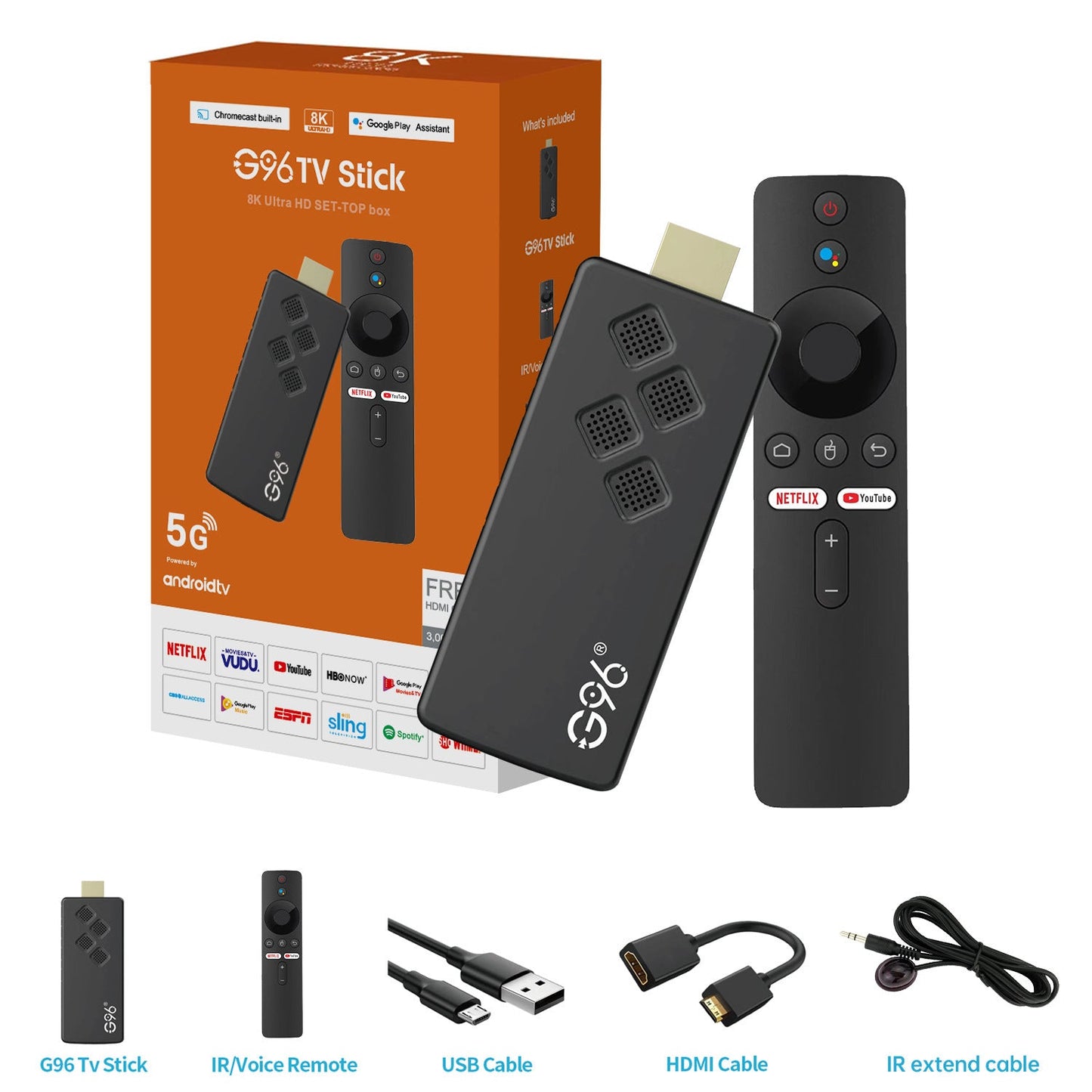 New G96TV Dongle Allwinner comes with 5 accessories H313 Android 13 Dual WIFI Bluetooth HD Android TV BOX