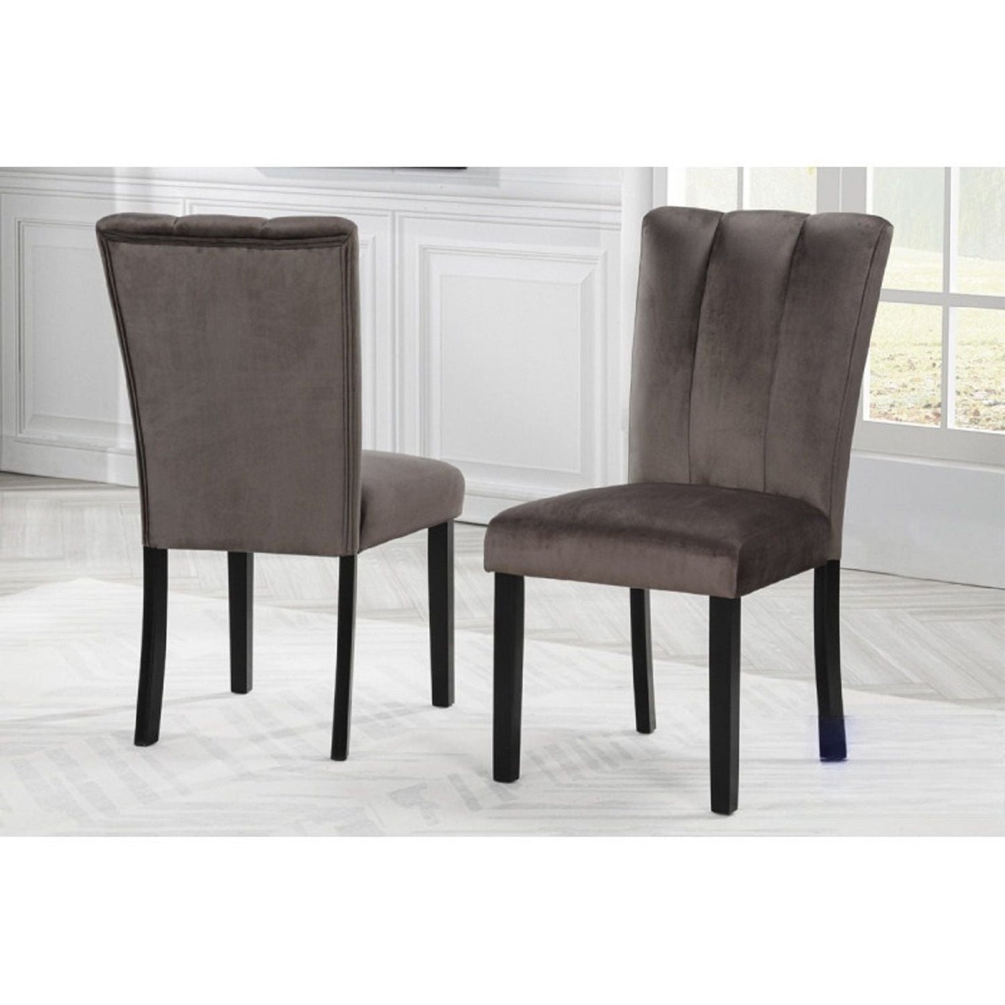 Dining Chairs With Pedestal Base (Set of 2) - Black / Brown