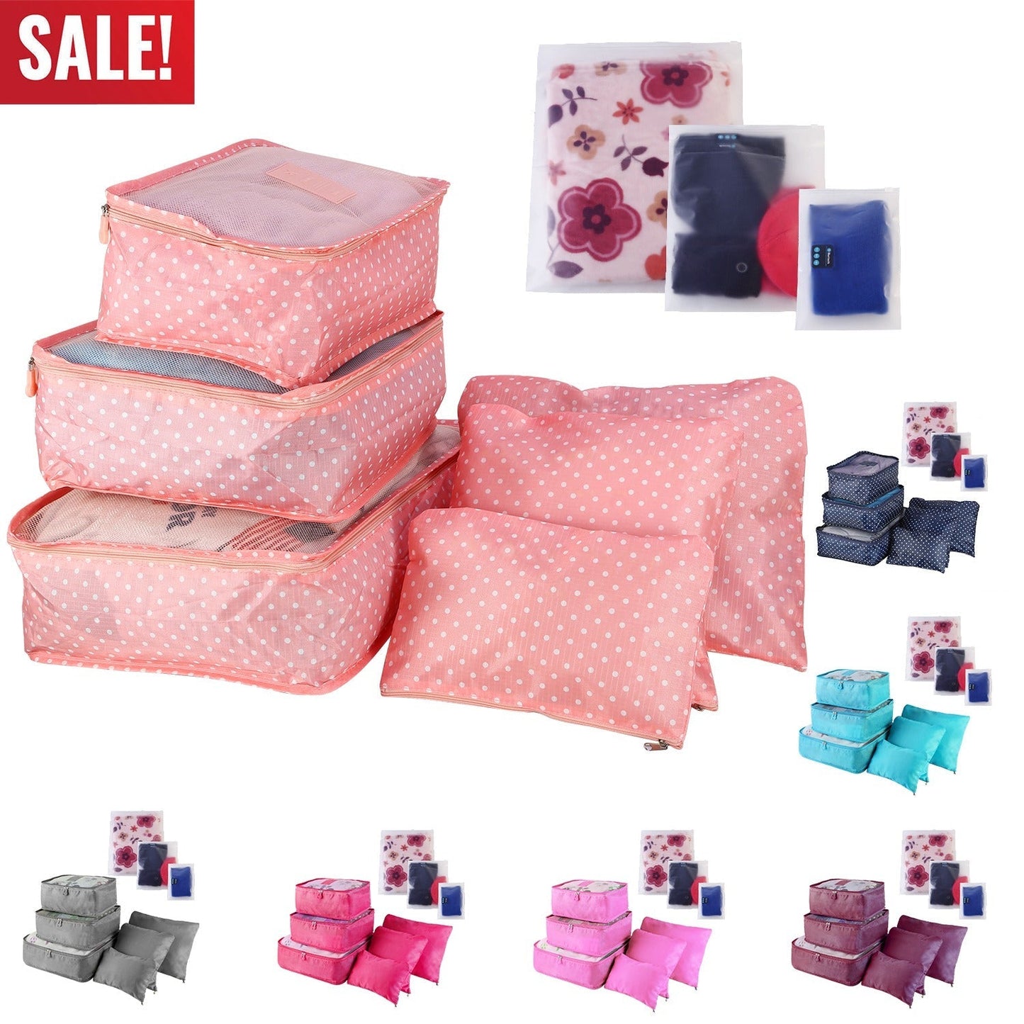 9Pcs Clothes Storage Bags Water-Resistant Travel Luggage Organizer Clothing Packing Cubes for Blouse Hosiery Stocking Underwear