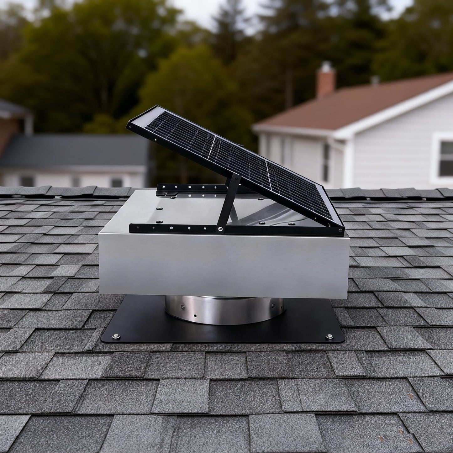 12" Stainless Steel Solar Roof Vent Fan, 40W Tilt Adjustable Solar Panel