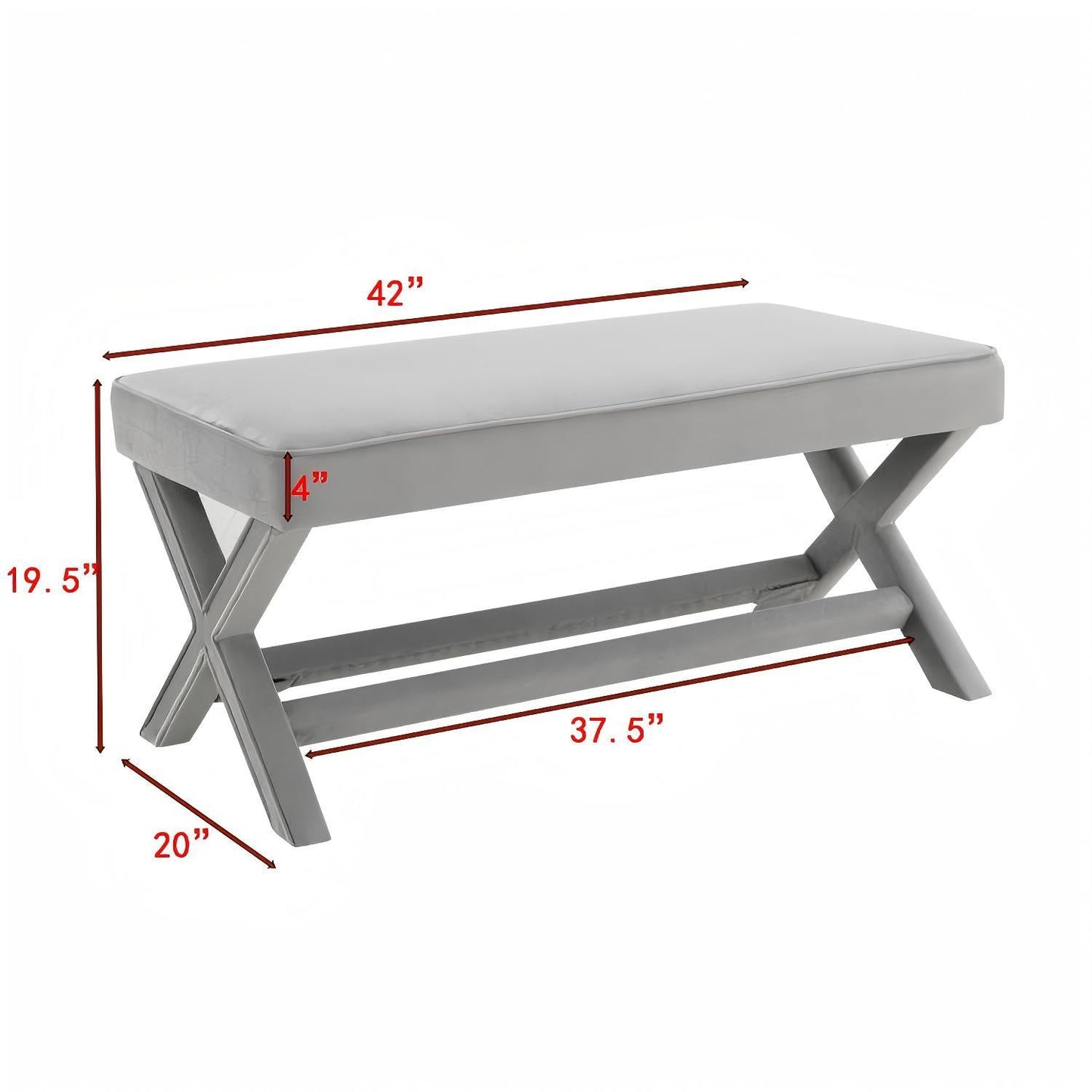 Comfort Double Bench Upholstered With X Crossed Legs