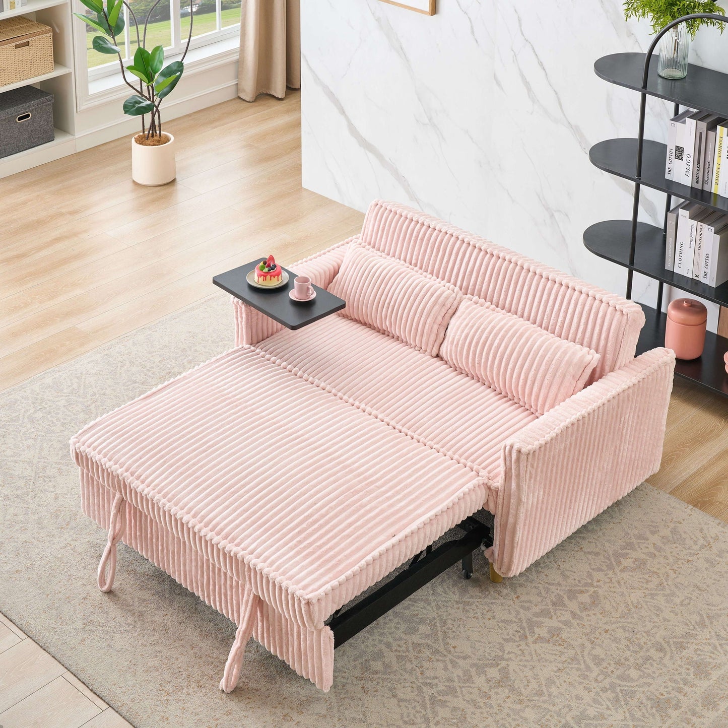 Pull Out Sofa With Movable Tabletop And USB Ports