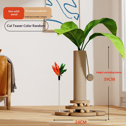 Cat Climbing Frame With Solid Wood Scratching Board, Durable Scratch-Resistant Cat Teaser Stick, Not Easy To Shed Debris, Cat Toy, Pet Supplies, Cross-Border Hot Seller