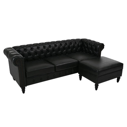 U-style 85" Modern 4-Seater L-Shaped Sectional Sofa with Storage Ottoman