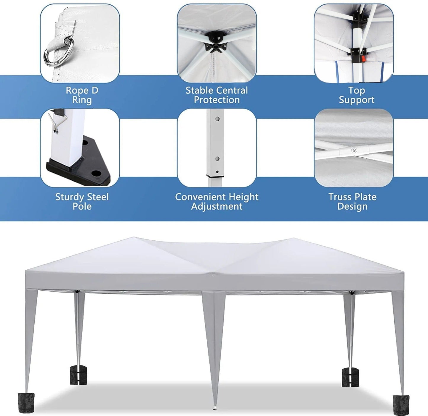 10'x20' EZ Pop Up Canopy Outdoor Portable Party Folding Tent with 6 Removable Sidewalls