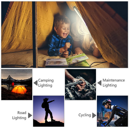 COB Work Light IPX4 Handheld Emergency LED Lamp Dimmable Magnetic Hook Night Light for Camping Adventure Repair Use