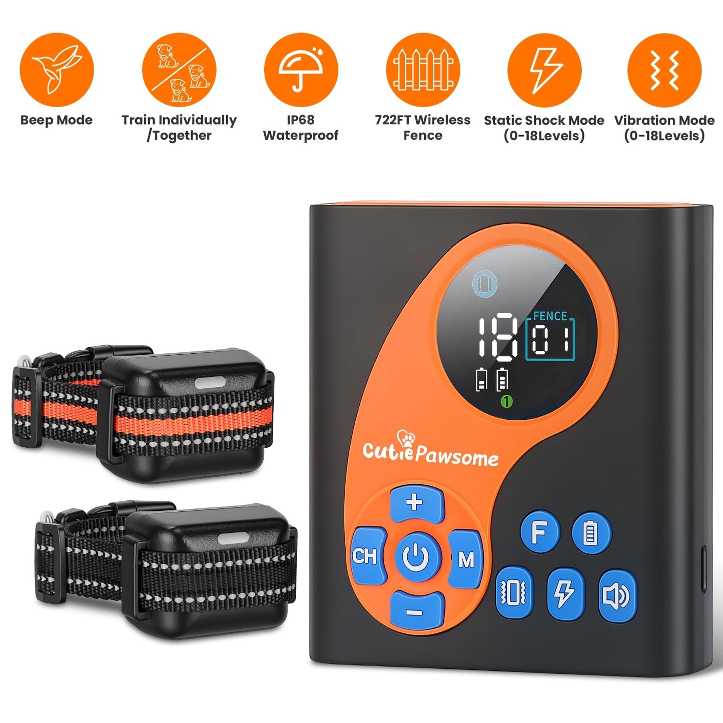 Wireless Dog Fence System with Training Collar - 722FT Range