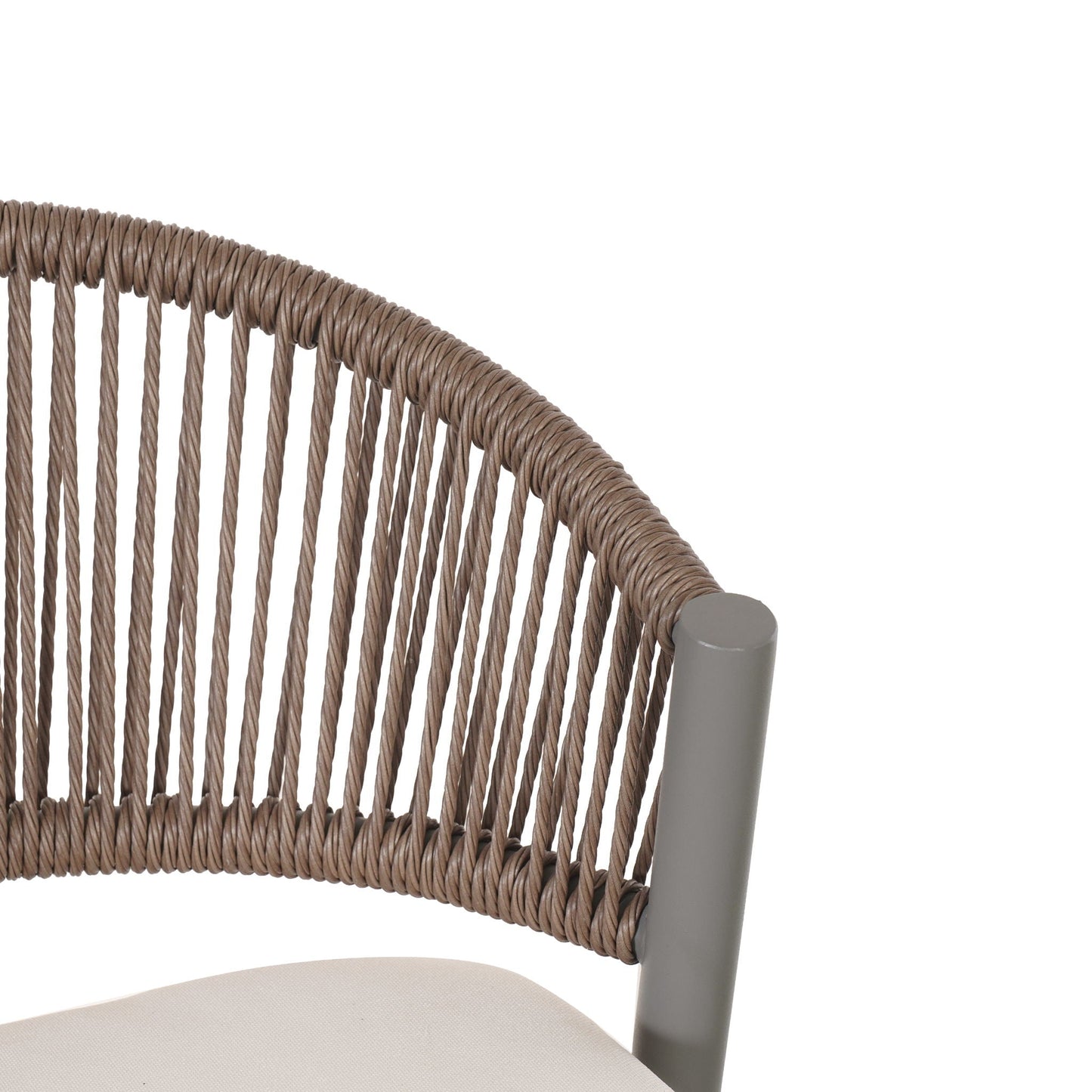 Outdoor Bar Height Metal Frame Counter Stools with Scallop-Shaped Backrest & Water-Resistant Cushions