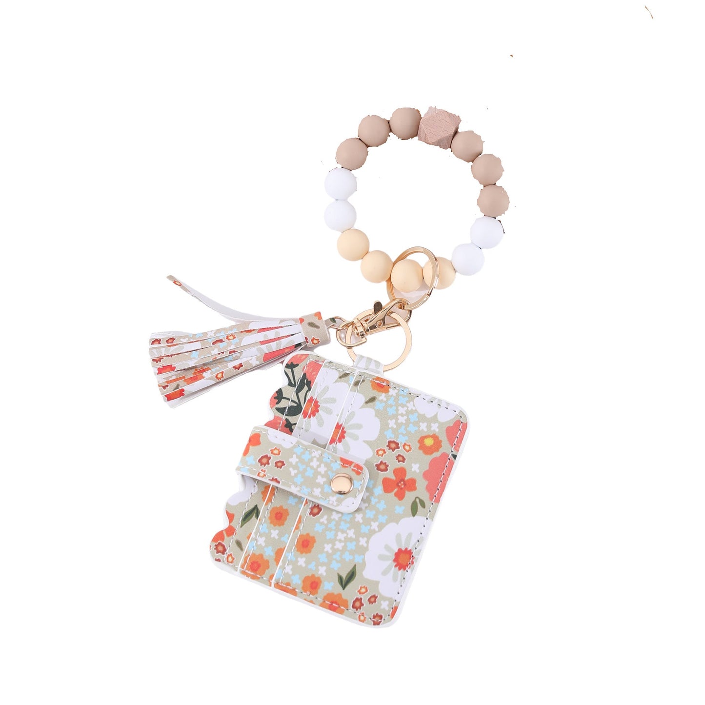 Printed Leather Wallet Keychain For Women