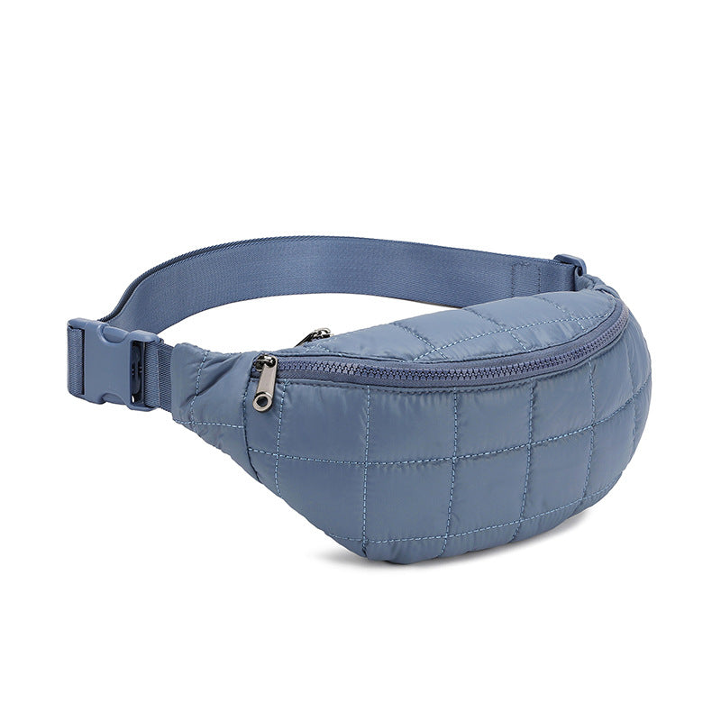 Solid-color Casual Crossbody Waist Bag With A Quilted Diamond Pattern
