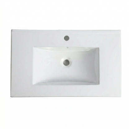 30Inch x 18.5Inch Ceramic Bathroom Vanity Sink Top with Single Hole