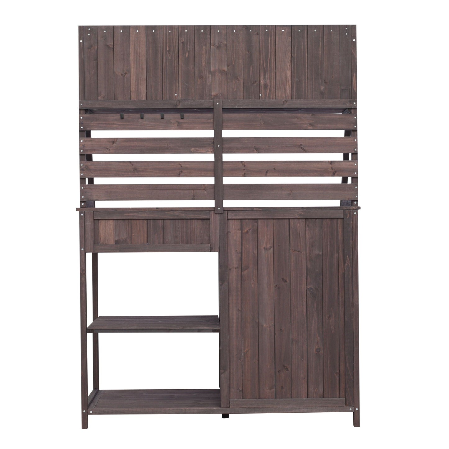 Potting Bench With 5 Drawer Storage And Slatted Back Panel, Garden Workstation - Brown