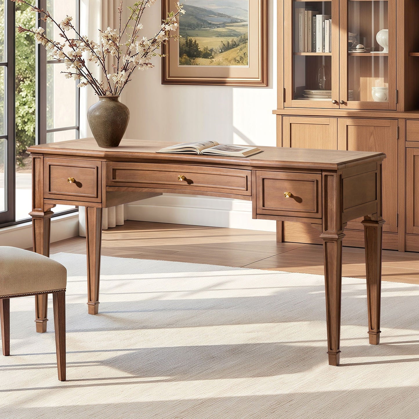 Dauphin - 3 Drawer Executive Desk - Brown