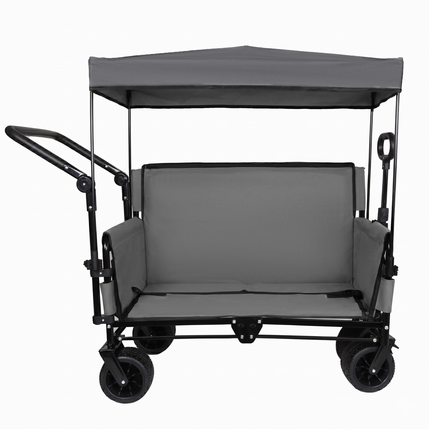 3-in-1 Folding Wagon Cart with Bench Seat, Canopy & Storage