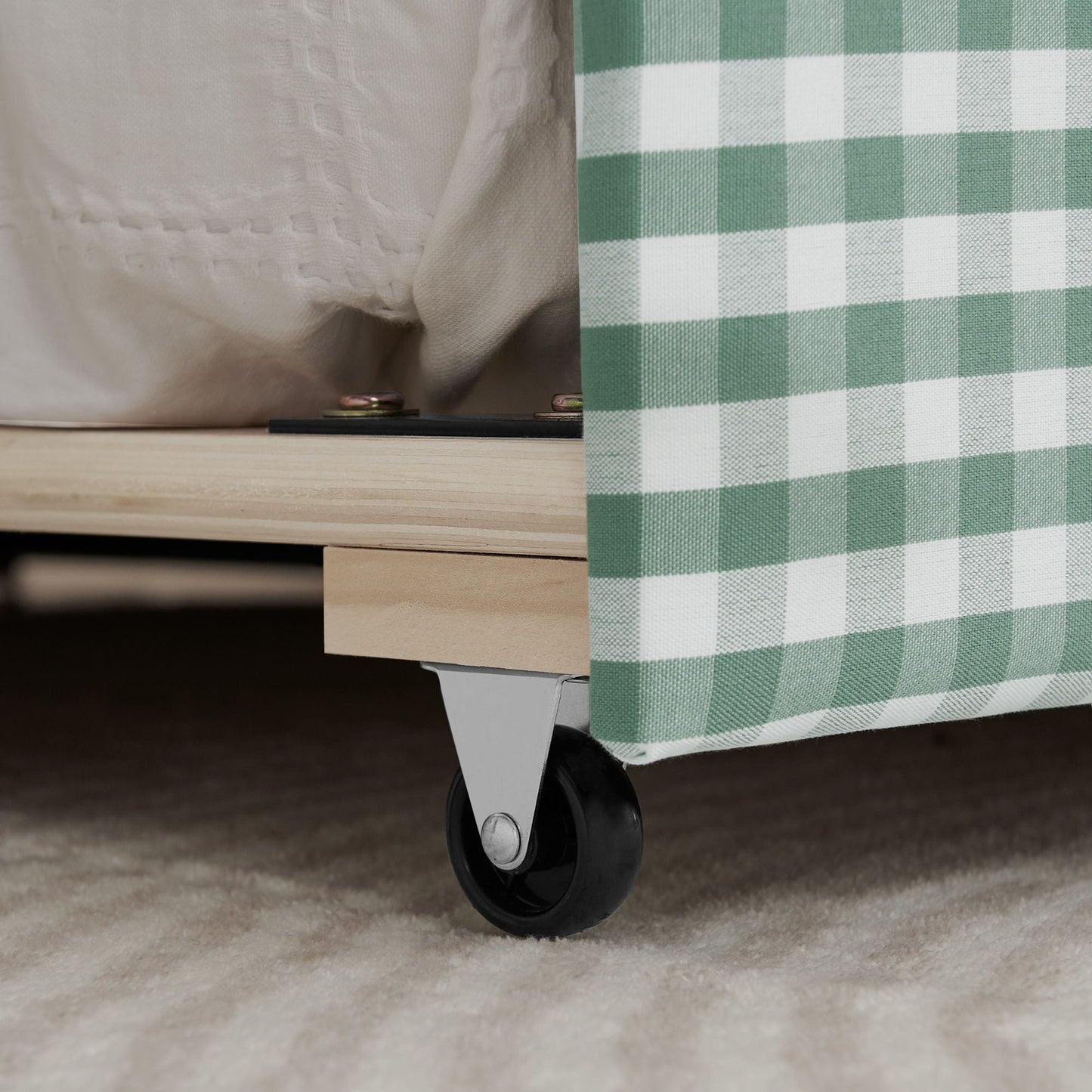 Gingham Daybed With USB Charging Port, Wave Shaped Design