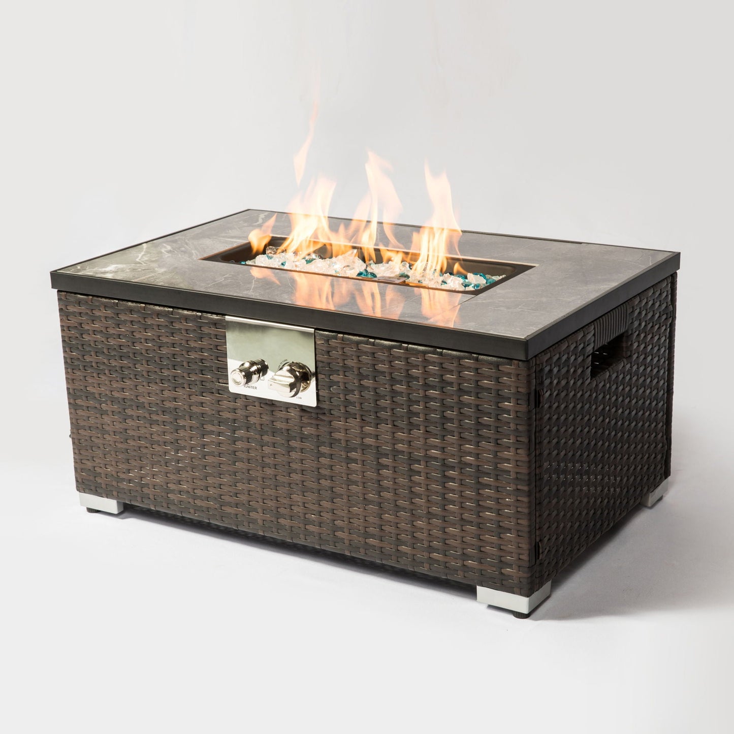 Outdoor Propane Fire Pit Table - Brown