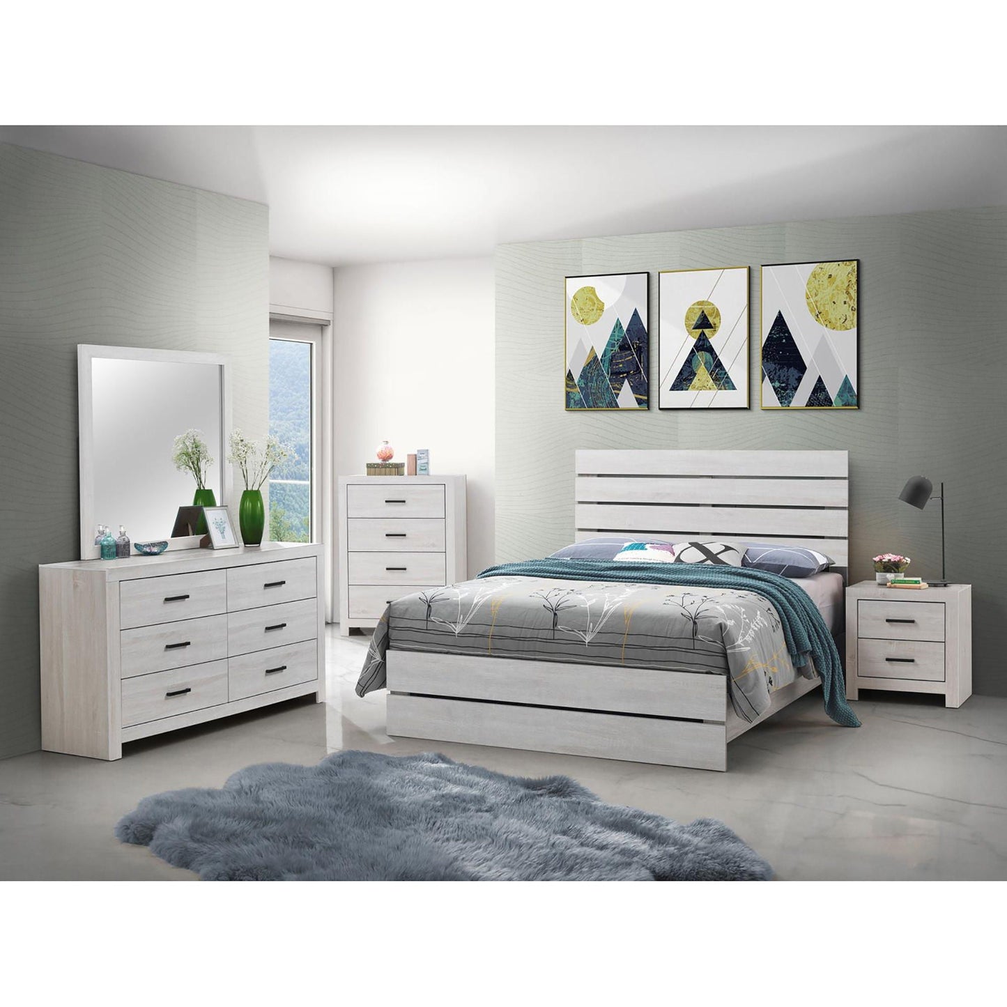 Slatted Headboard Panel Bed