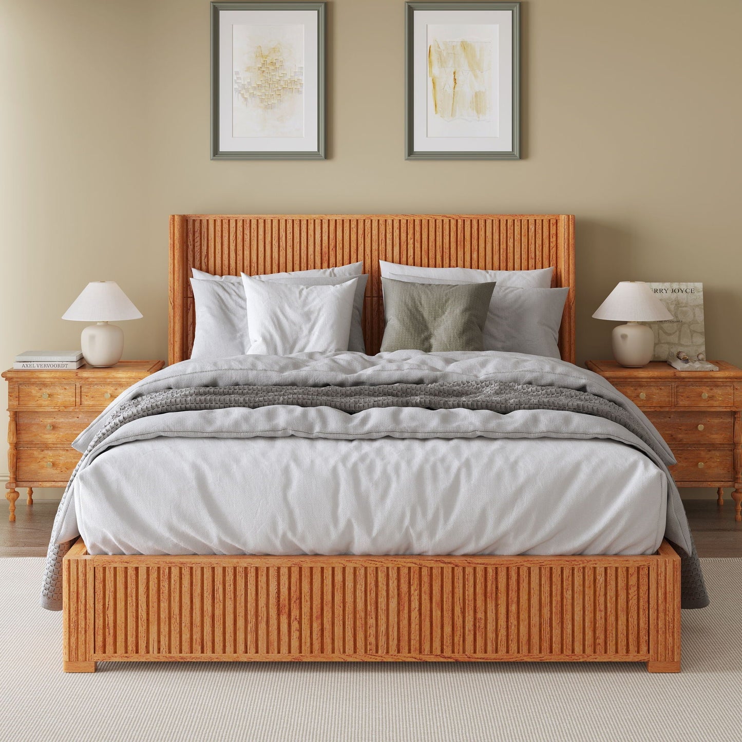 Platform Bed Frame With Headboard, Floor Standing Design