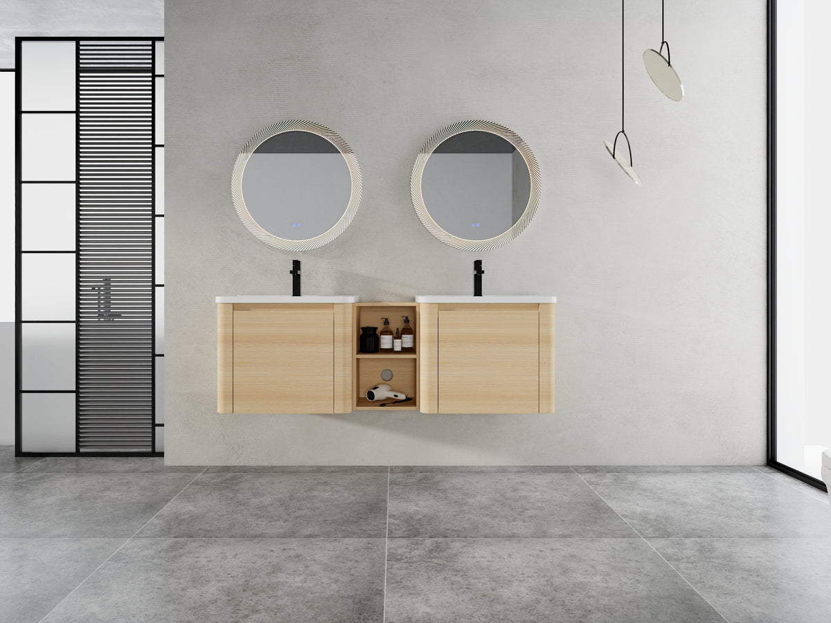 60'' Wall-Mounted Bathroom Vanity with Storage