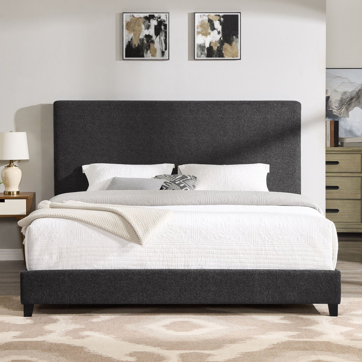 Platform Bed & Upholstered Headboard