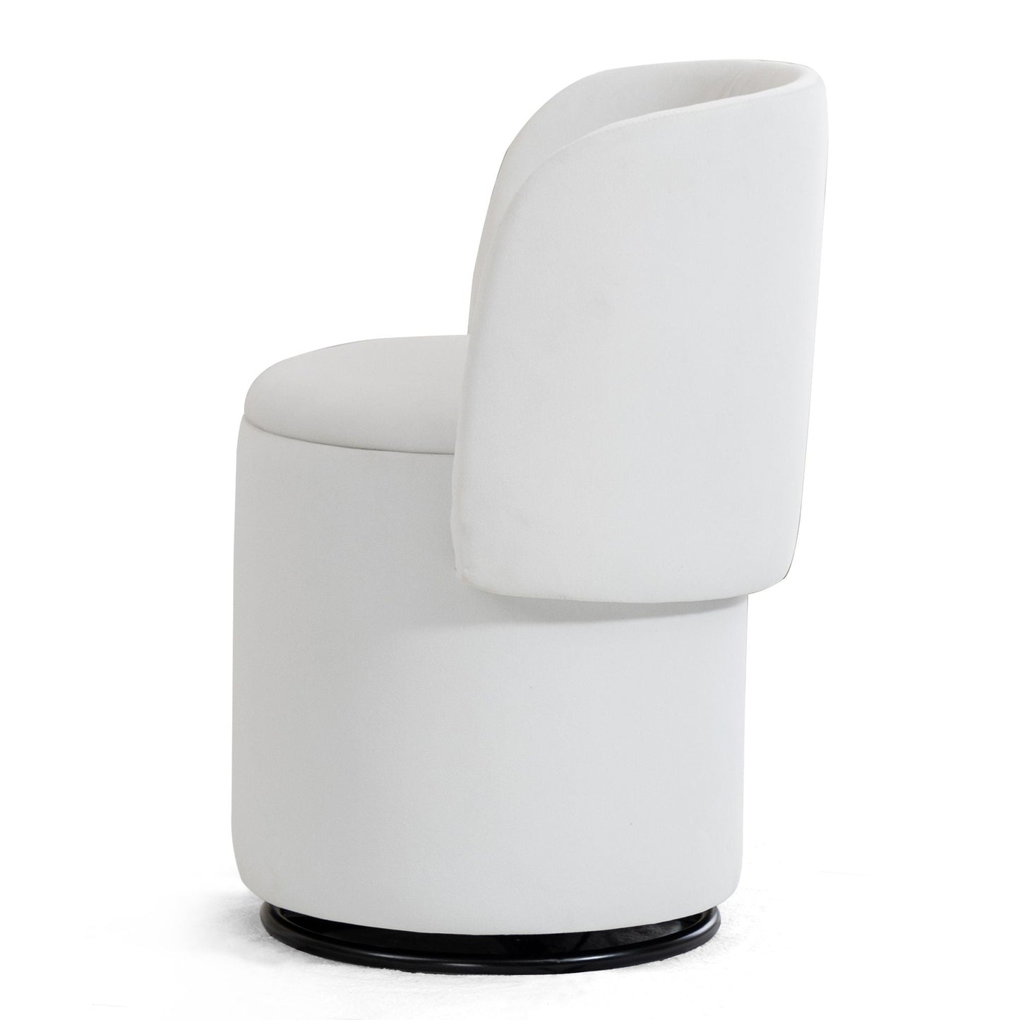 Barrel Chair With Built In Storage, 360° Swivel - Beige
