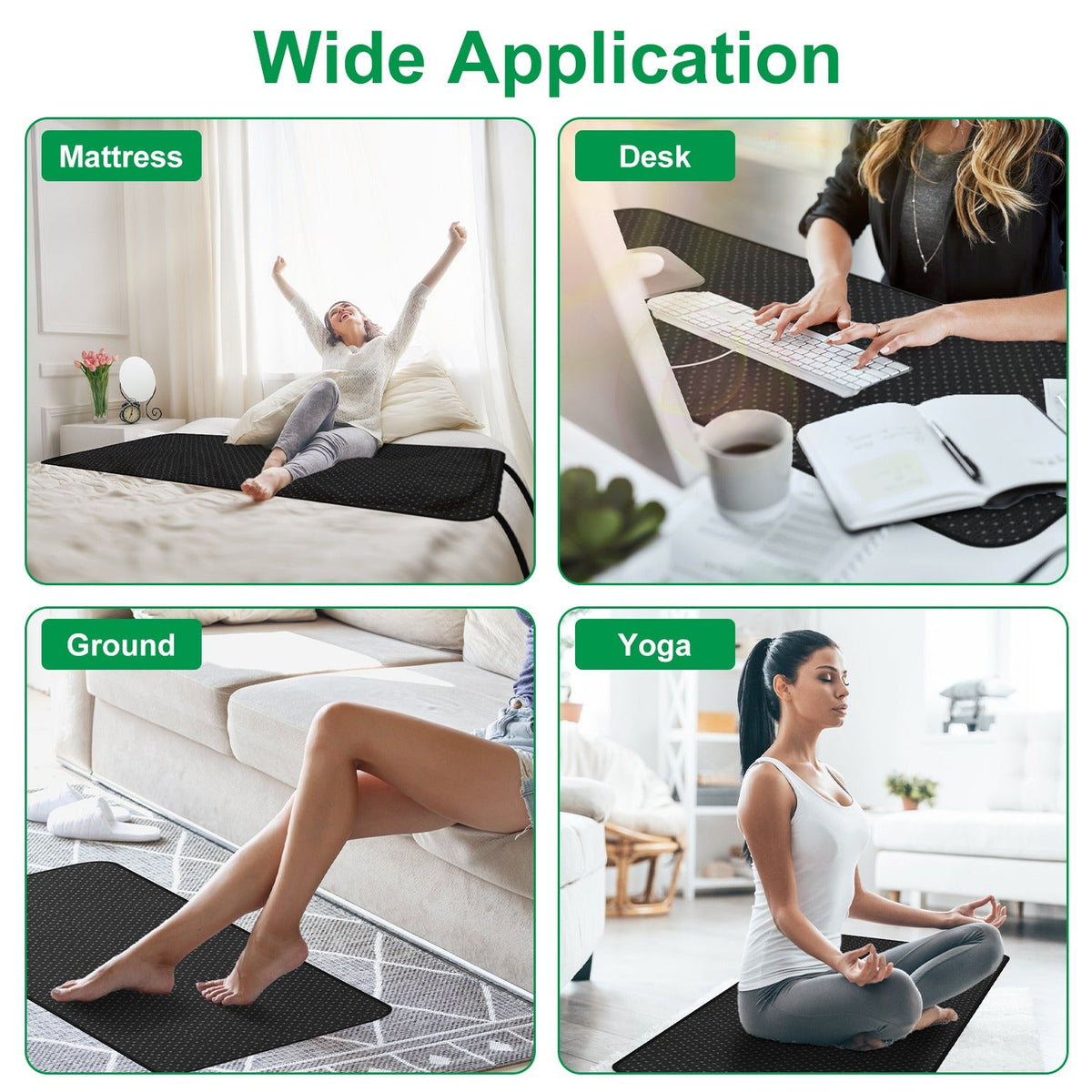 Grounding Mat for Desk or Bed with 15FT Cord, Anti-Slip PU Leather