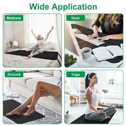 Grounding Mat for Desk or Bed with 15FT Cord, Anti-Slip PU Leather