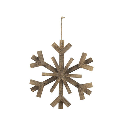 17.7" x 17.7" Large Fir Wood Snowflake Ornaments - Set of 2