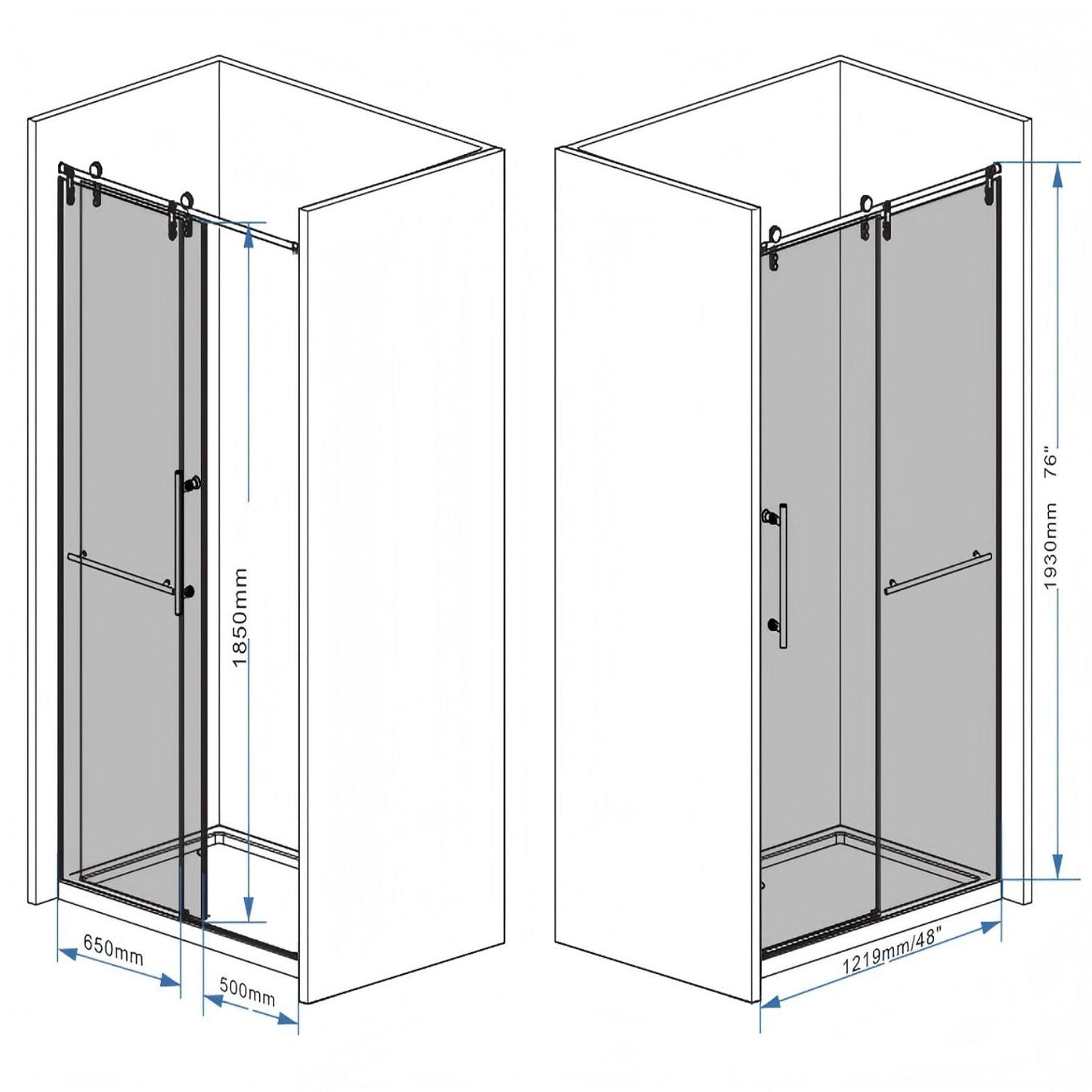 Frameless Sliding Bathtub Door With Frame