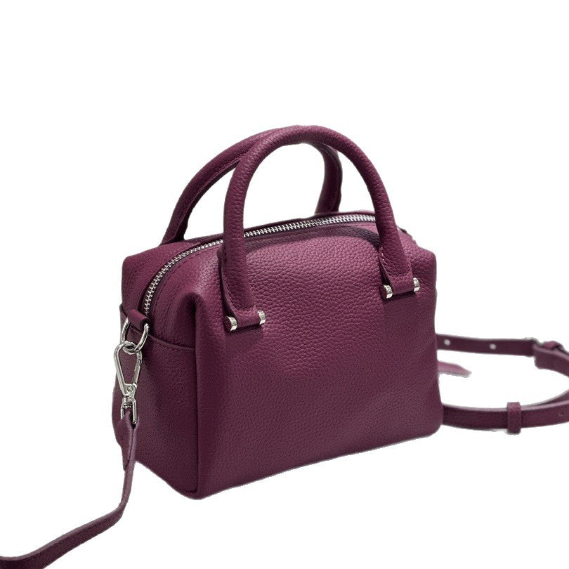 Custom Cross-Border Genuine Leather Women's Bag, New Style Handbag, Versatile Commuter Boston Bag, Single Shoulder Crossbody Bag