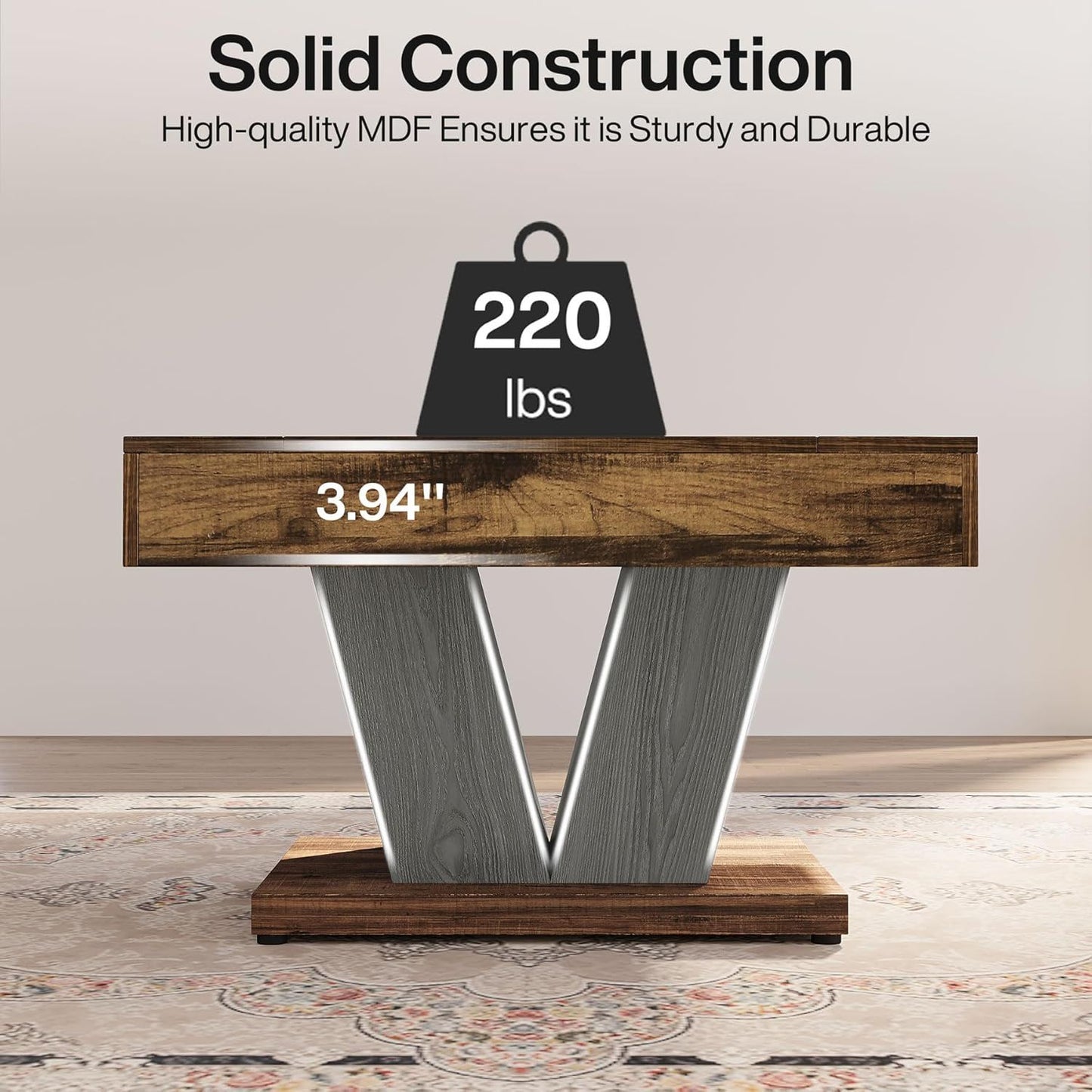 Square Coffee Table With Crisscross Base - Brown / Black