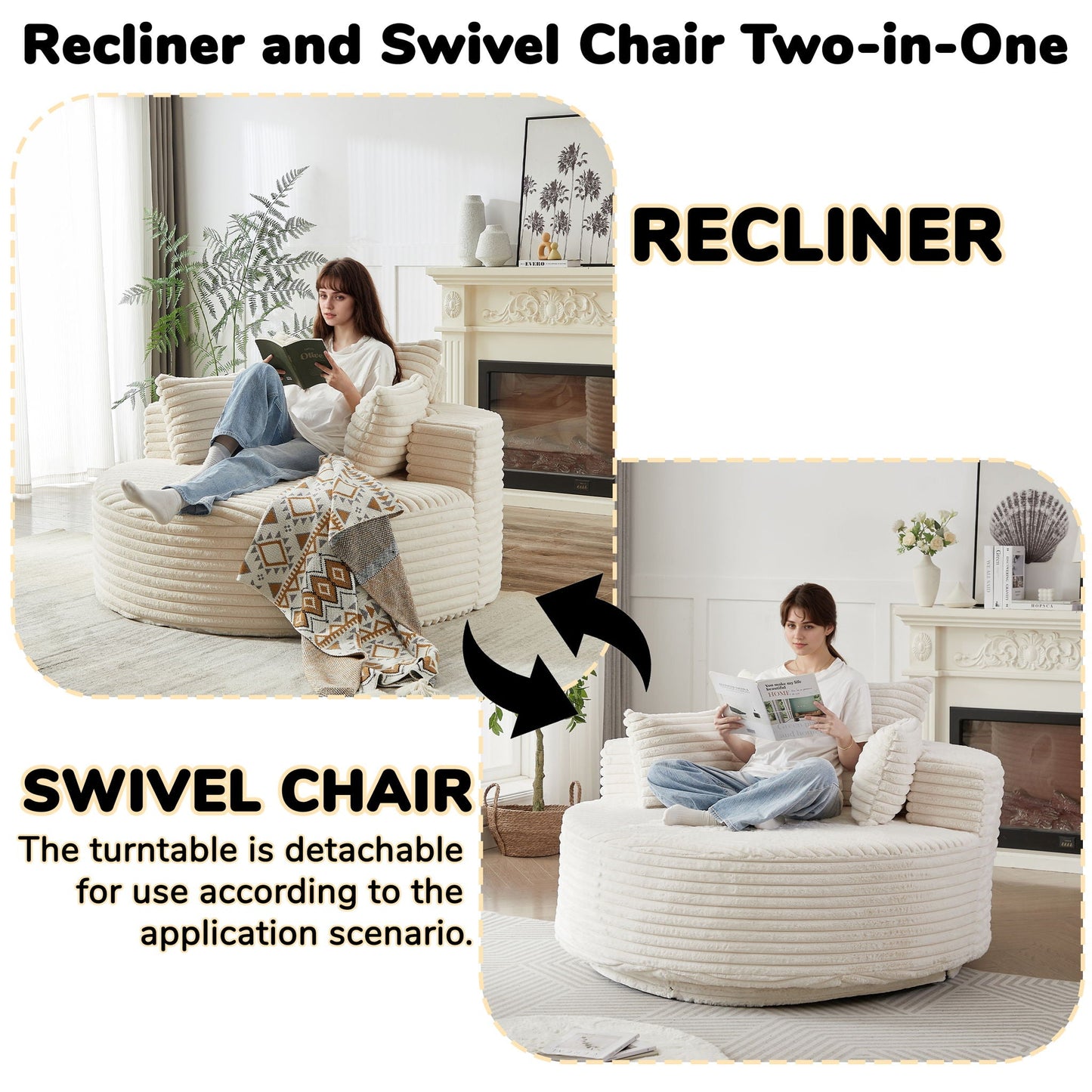 Swivel Chair With 360° Rotation For Living Room