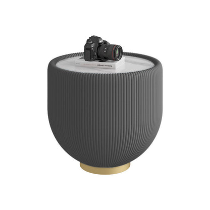 Modern Round Sintered Stone Pattern Tabletop Side Table