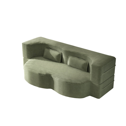 Modern Floor Sofa With 2 Pillows, Convertible Twin Size Folding Mattress For Living Room