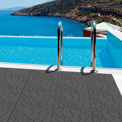 Stone Texture 12" Patio Deck Tiles - 44pcs
