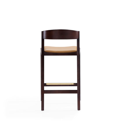 Klismos Wood Upholstered Counter Stool in Camel