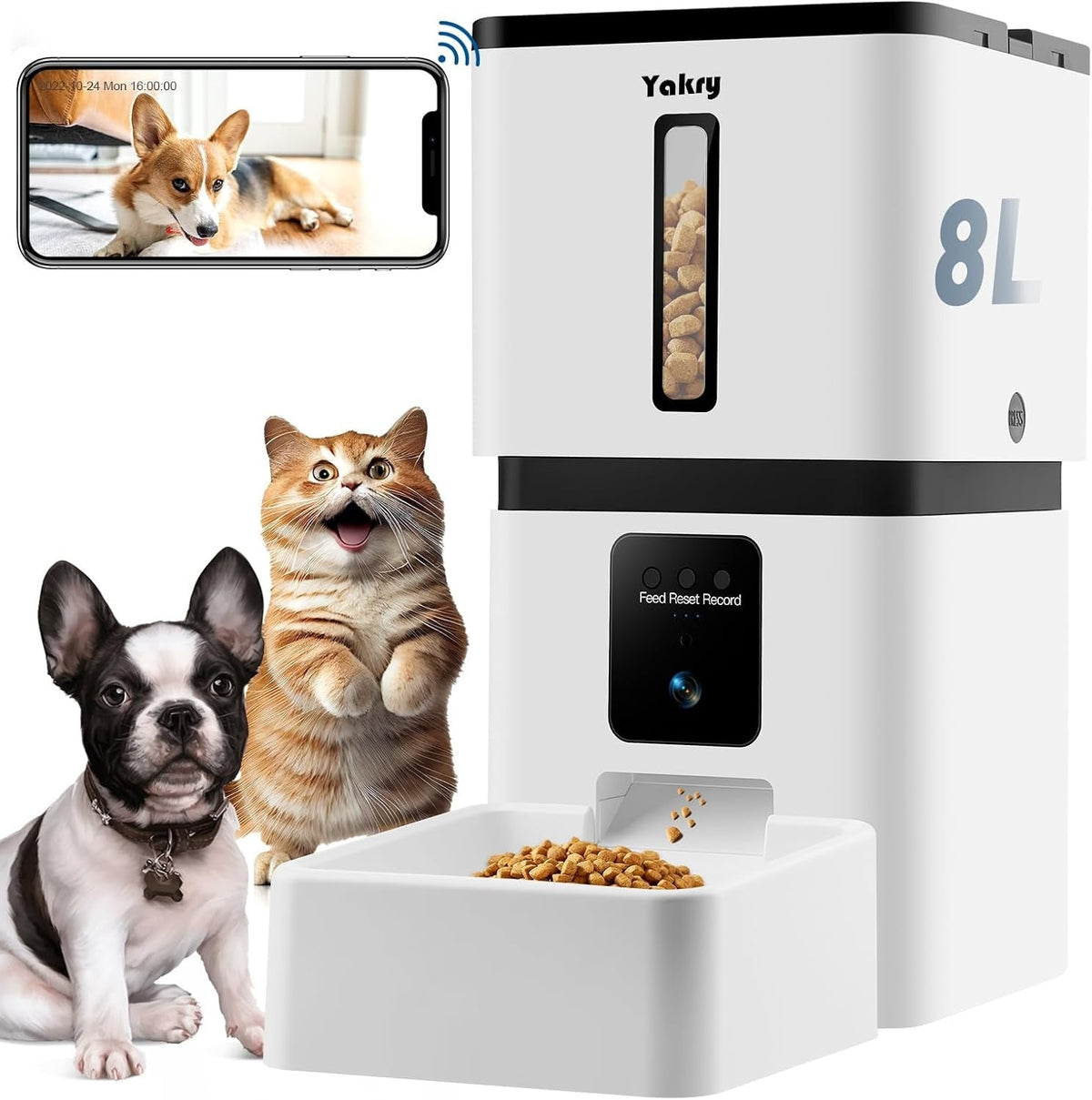Automatic Dog Feeder With Camera  8L 33 Cups Smart Dog Feeder
