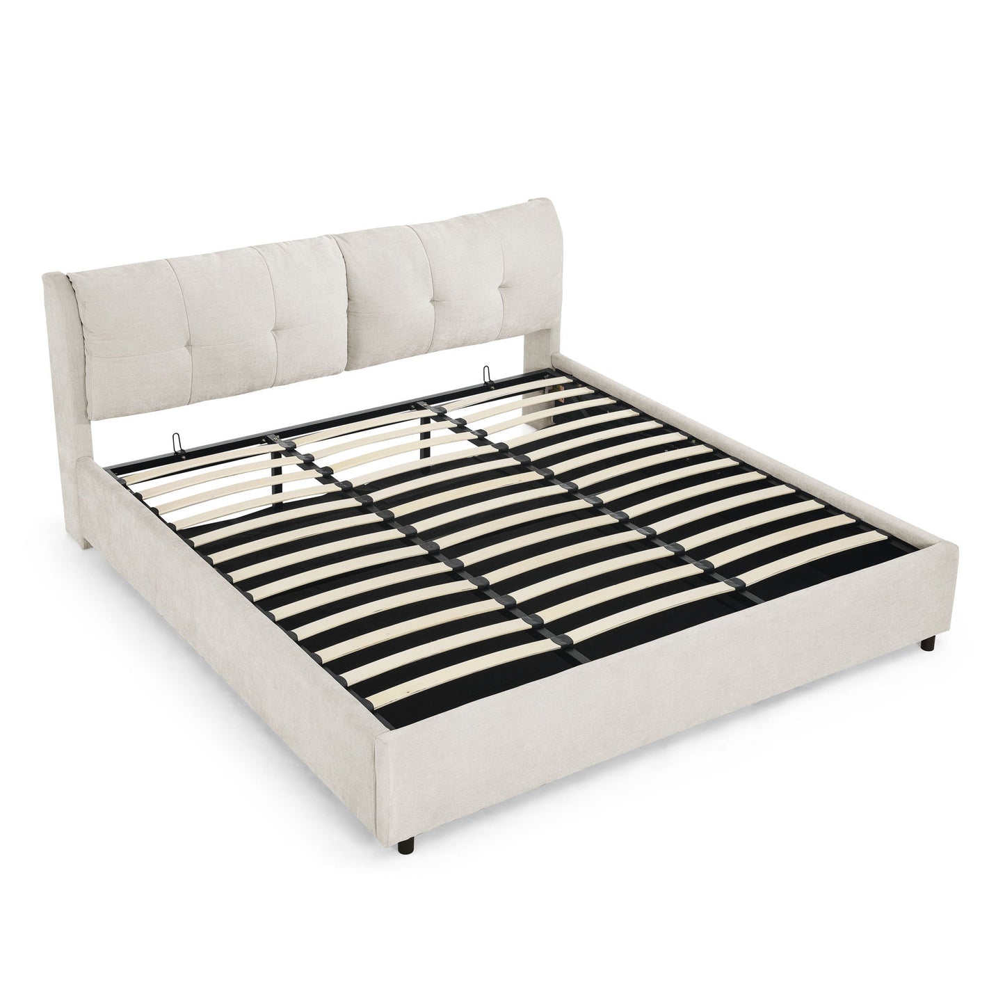 Storage Upholstered Hydraulic Platform Bed With Integrated Headboard