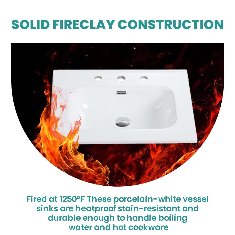 Glossy White Ceramic Integrated Sink