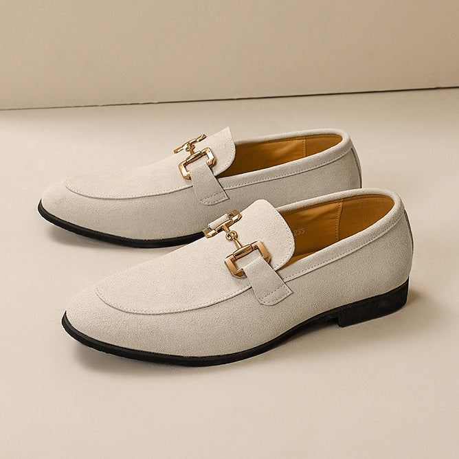 Mens Casual Leather Shoes With Metal Buckles