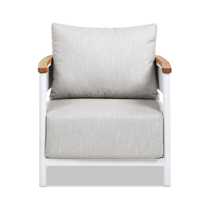 Rhodes 29" Upholstered Teak & Aluminum Patio Arm Chair Birch