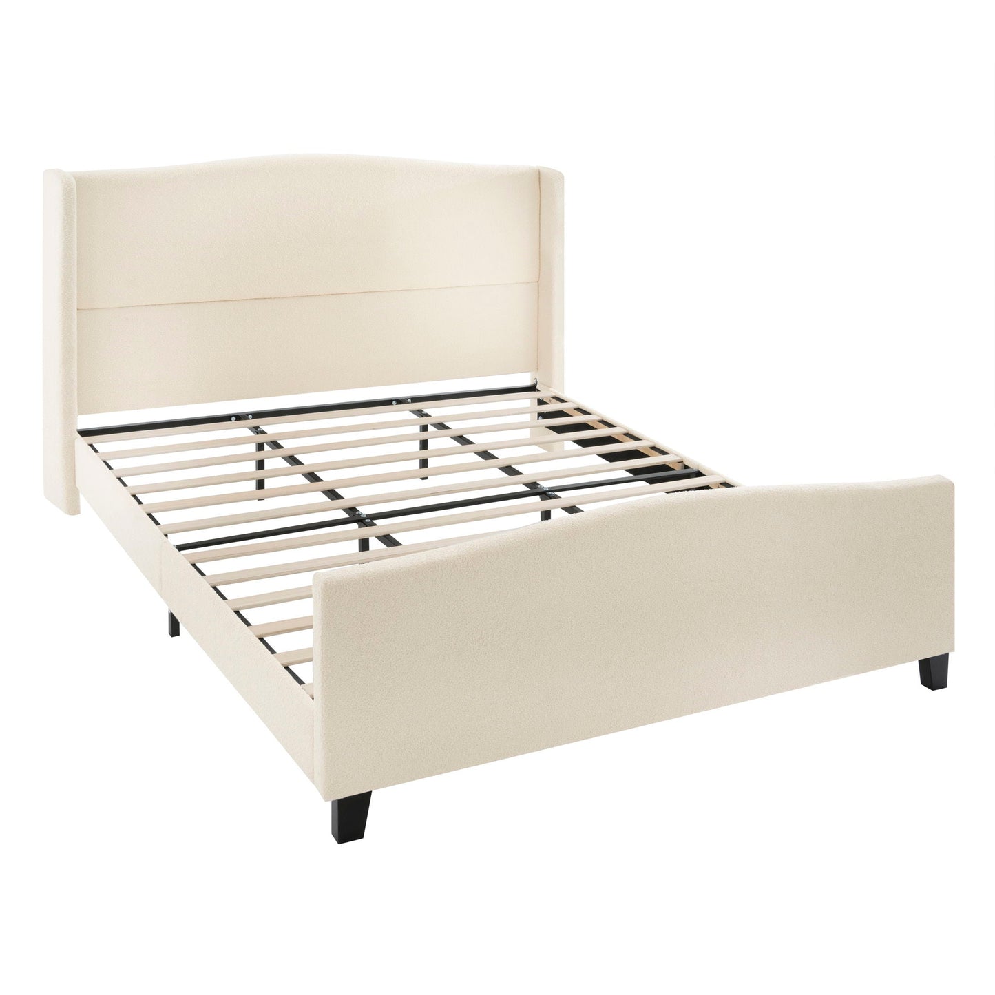 Platform Bed Frame With Tall Headboard And High Footboard