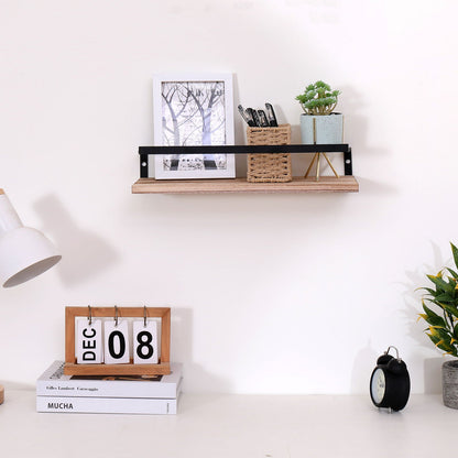 Floating Shelves, Long Wall Shelves (Set of 2) Wall Mounted Shelves With Brackets For Bedroom - Natural Wood