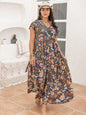 Ruffled Printed Cap Sleeve Dress