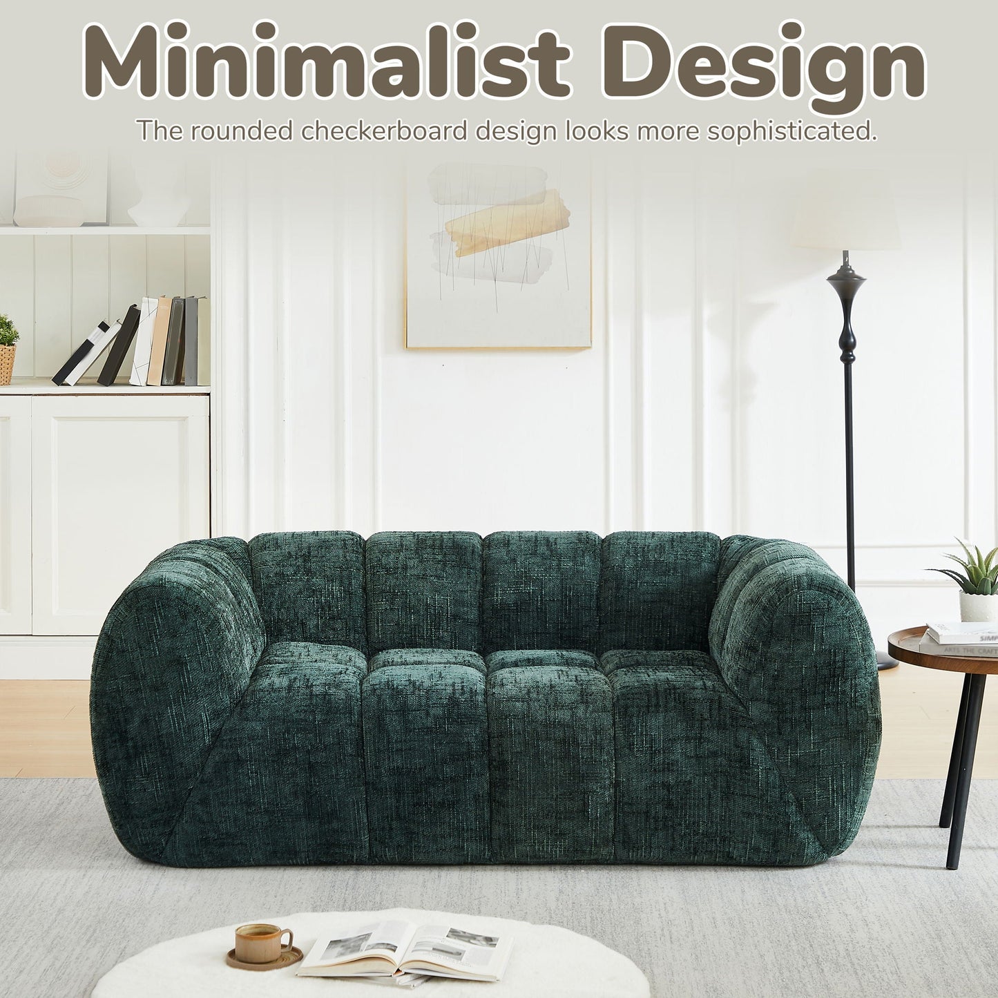Quilted Cloud Sofa With Rounded Armrests And Piano Key Backrest Design