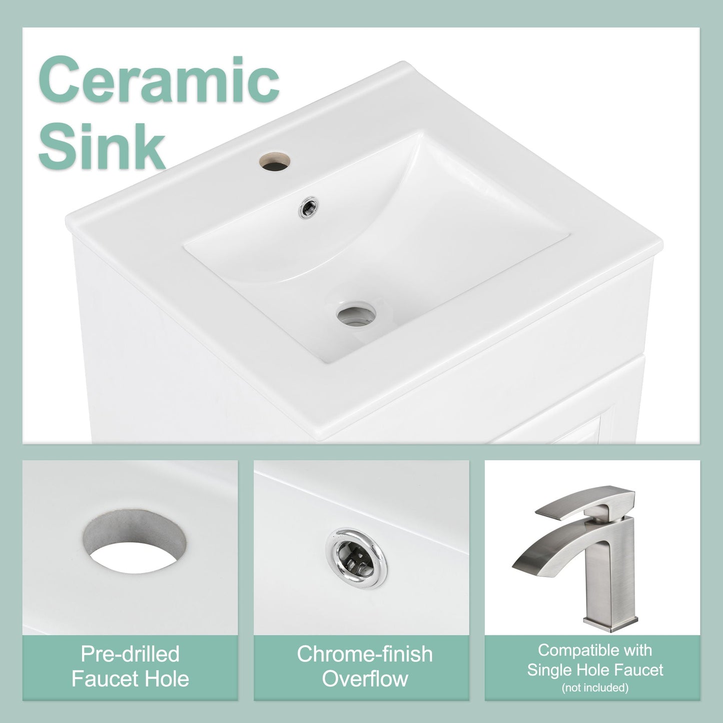 Bathroom Vanity With Sink, Cabinet With Adjustable Shelf